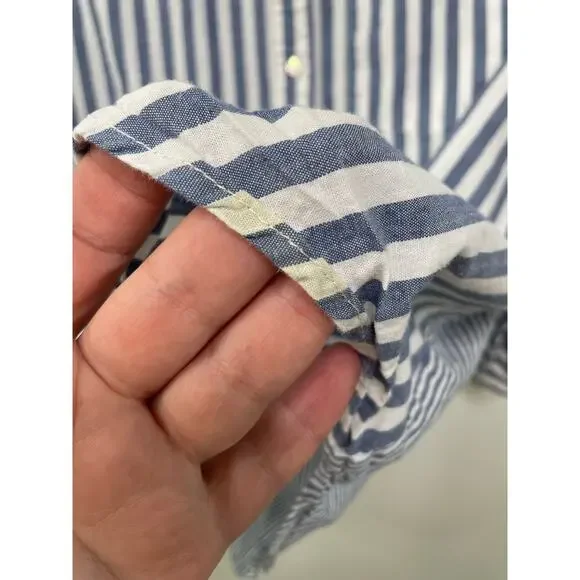 Jane and Delancey Striped Long Sleeve Button Down Shirt Cotton Blue Women's 1X - Picture 7 of 10